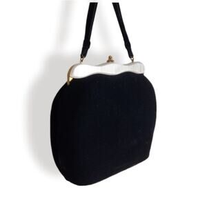 Vintage Empress Velvet Handbag Mother of Pearl Gold